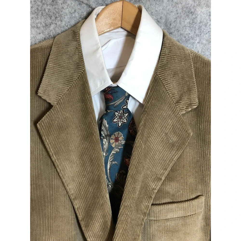 Stafford Blazer Mens 46R Tan Corduroy Sport Coat Jacket Career Casual Classic